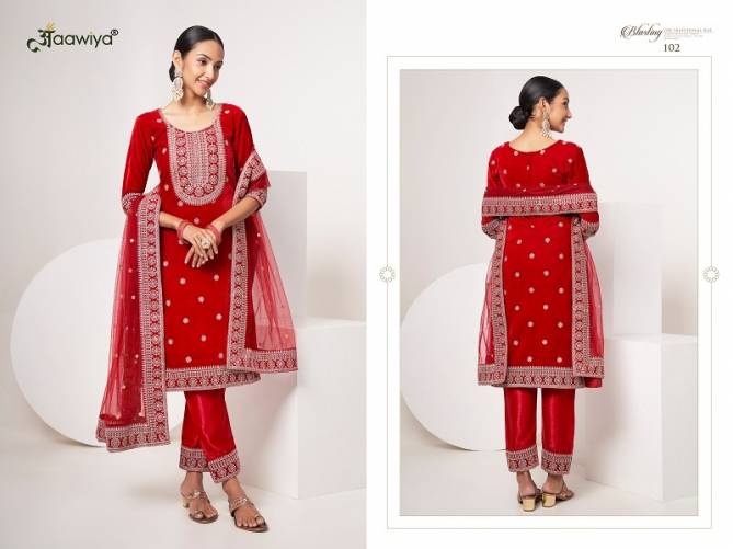 Aawiya Sabhyata Vol 1 Velvet Embroidered Salwar Suits Catalog

